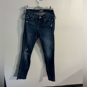 MOTHER THE PONY BOY ANKLE CROPPED DISTRESSED JEANS ECHOES 27